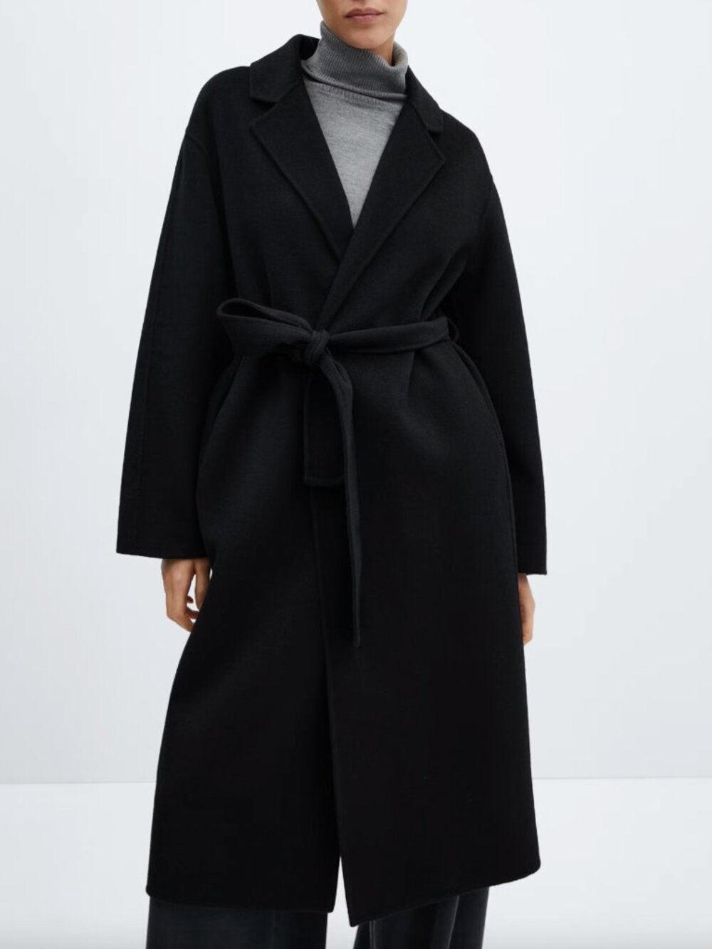 Mango handmade wool belted coat sz XS
